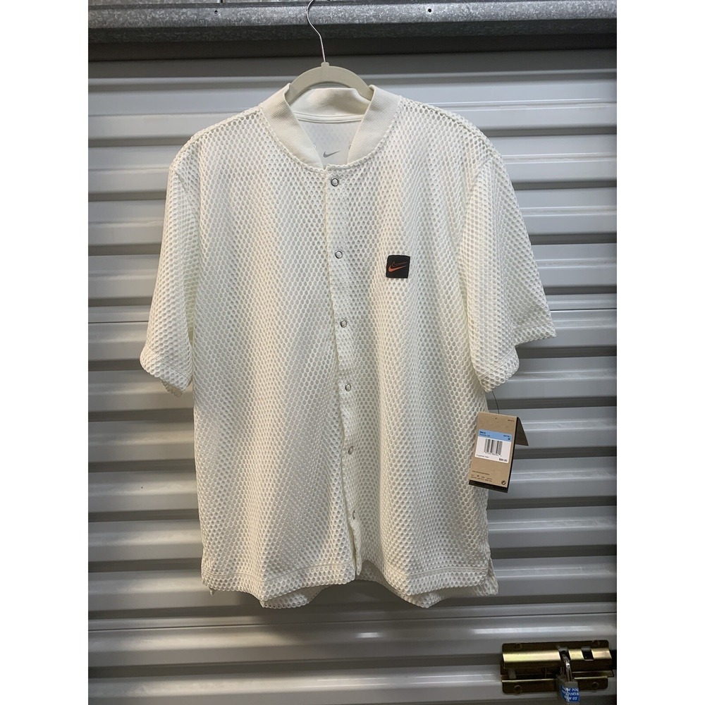 NWT Nike Dri-Fit Mens Kevin Durant KD Short Sleeve Button Shirt Cream Medium